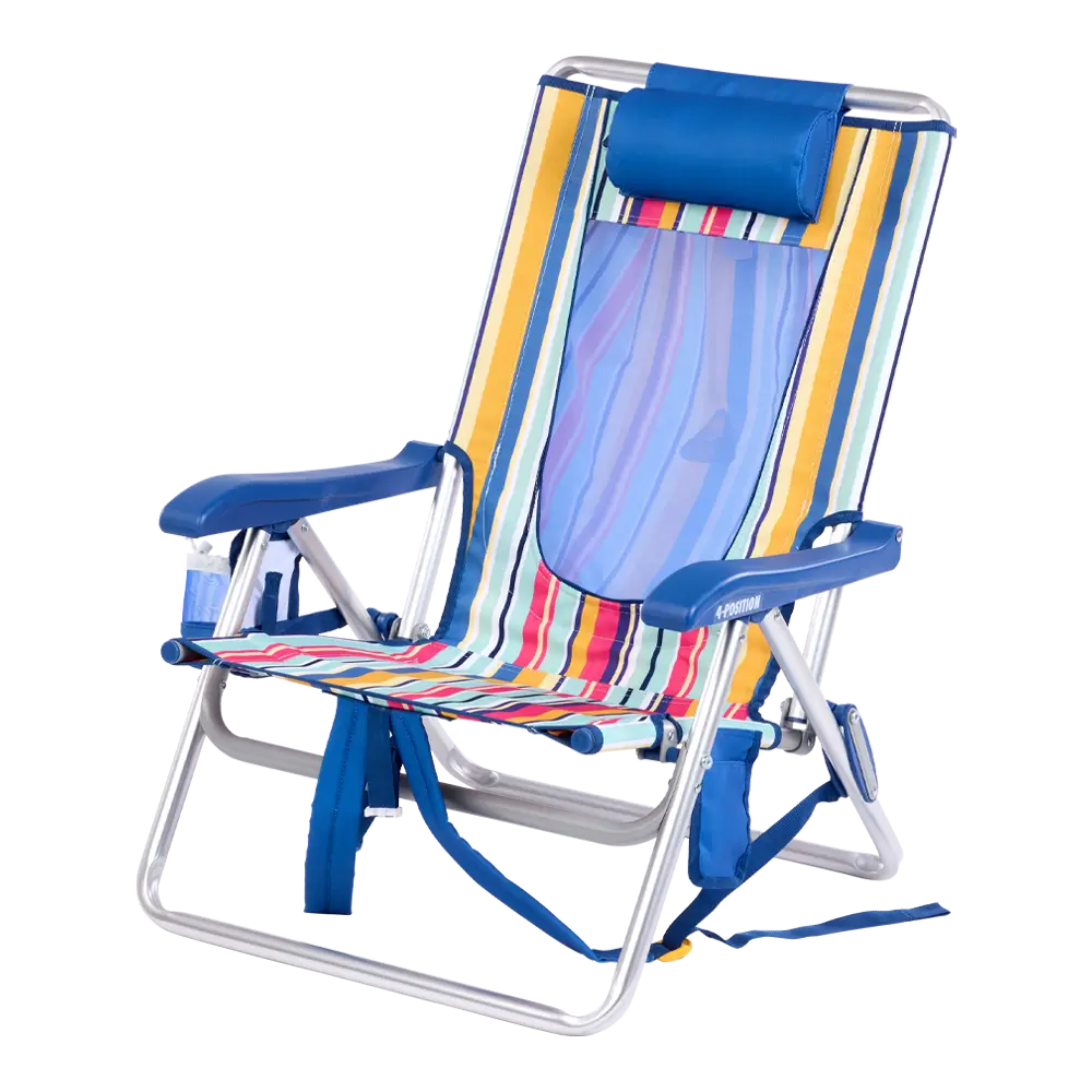 Low-Profile Backpack Beach Chair - Choice 709 - Low-Profile Reclining Beach Chair with Backpack Straps Detail