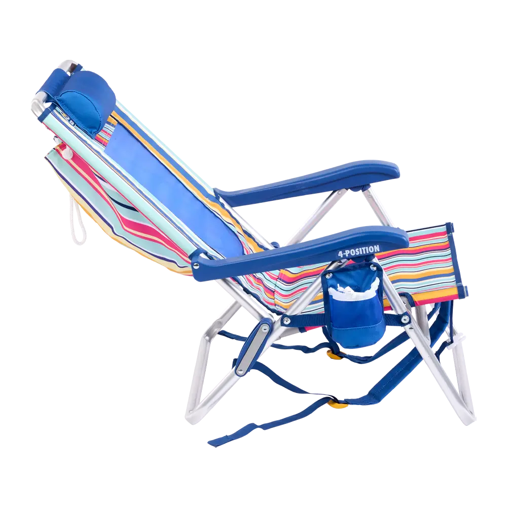 Low-Profile Backpack Beach Chair - Choice 709 - Low-Profile Reclining Beach Chair with Backpack Straps Detail