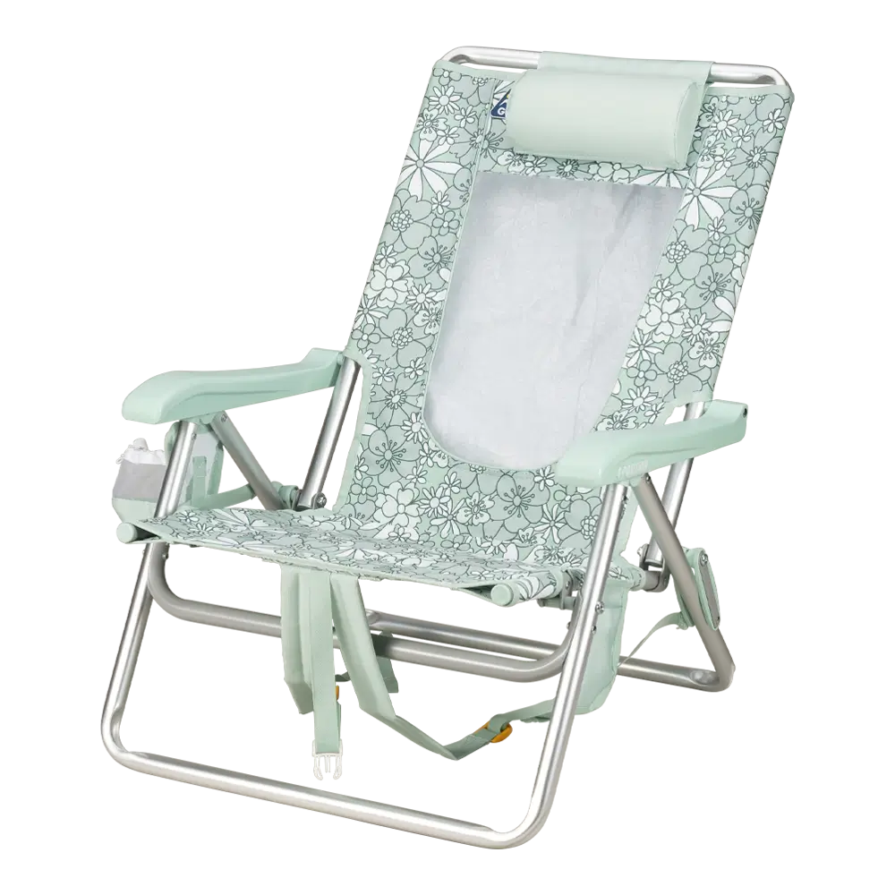 Low-Profile Backpack Beach Chair - Choice 709 - Low-Profile Reclining Beach Chair with Backpack Straps Detail