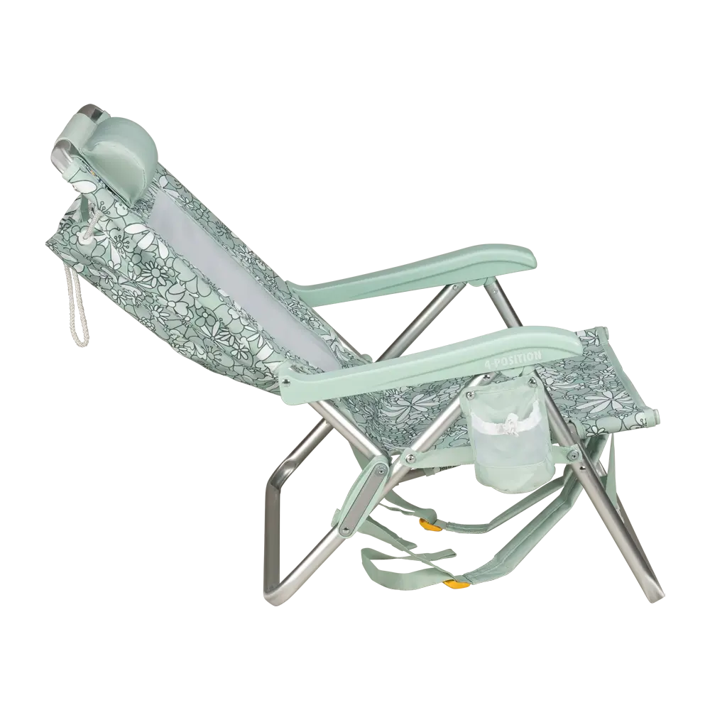 Low-Profile Backpack Beach Chair - Choice 709 - Low-Profile Reclining Beach Chair with Backpack Straps Detail