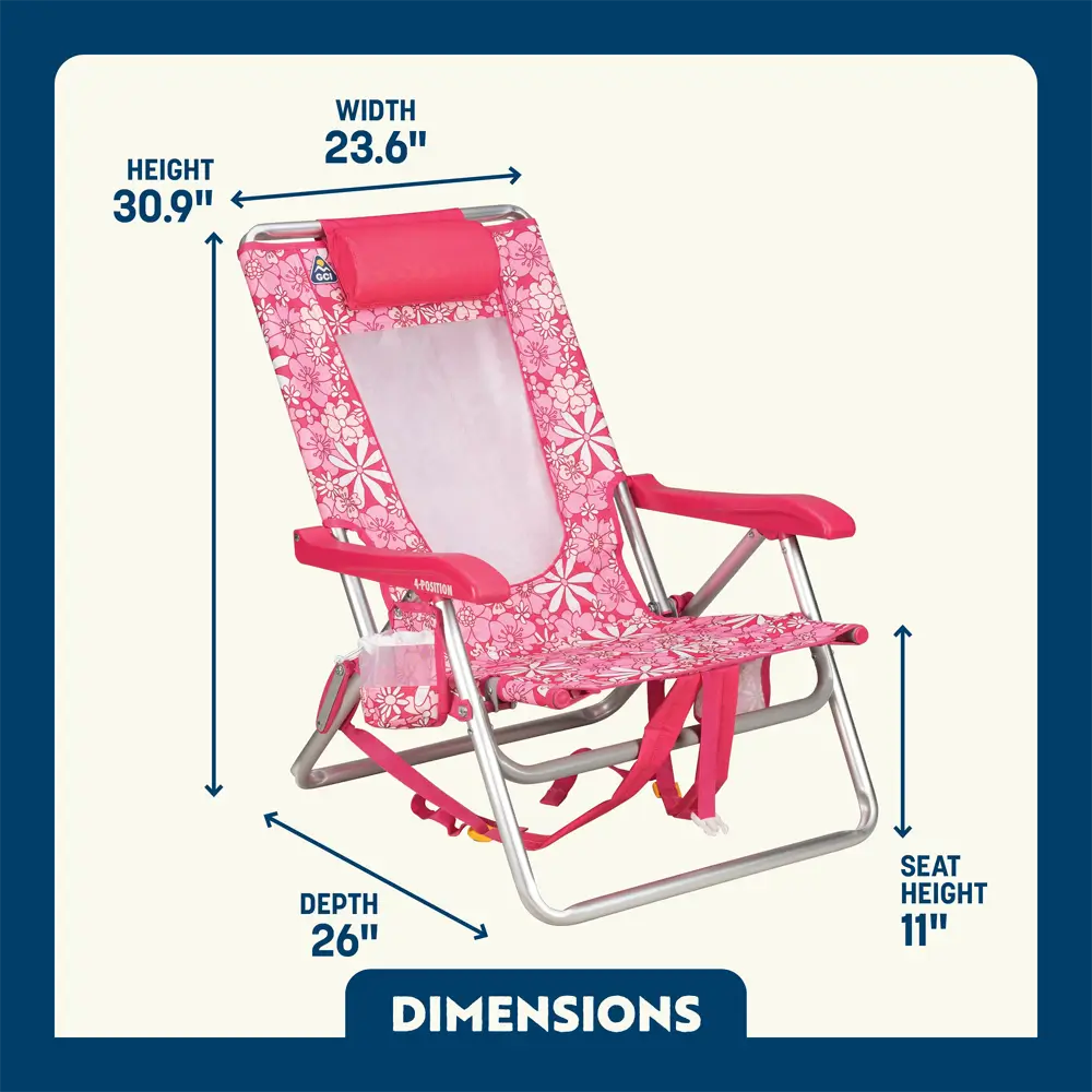 Low-Profile Backpack Beach Chair - Choice 709 - Low-Profile Reclining Beach Chair with Backpack Straps Detail