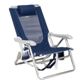 Low-Profile Backpack Beach Chair - Choice 709 - Low-Profile Reclining Beach Chair with Backpack Straps - Nautical Blue