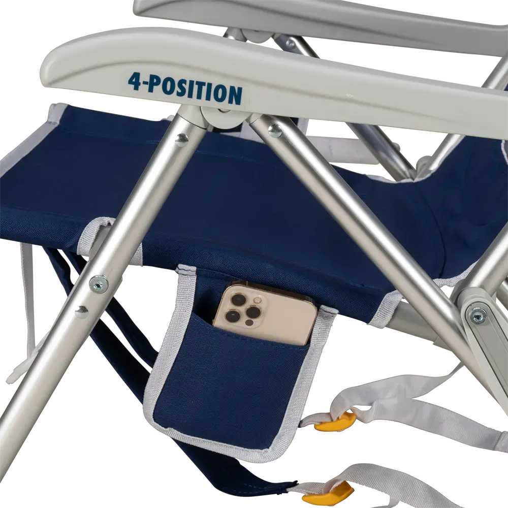 Low-Profile Backpack Beach Chair - Choice 709 - Low-Profile Reclining Beach Chair with Backpack Straps Detail