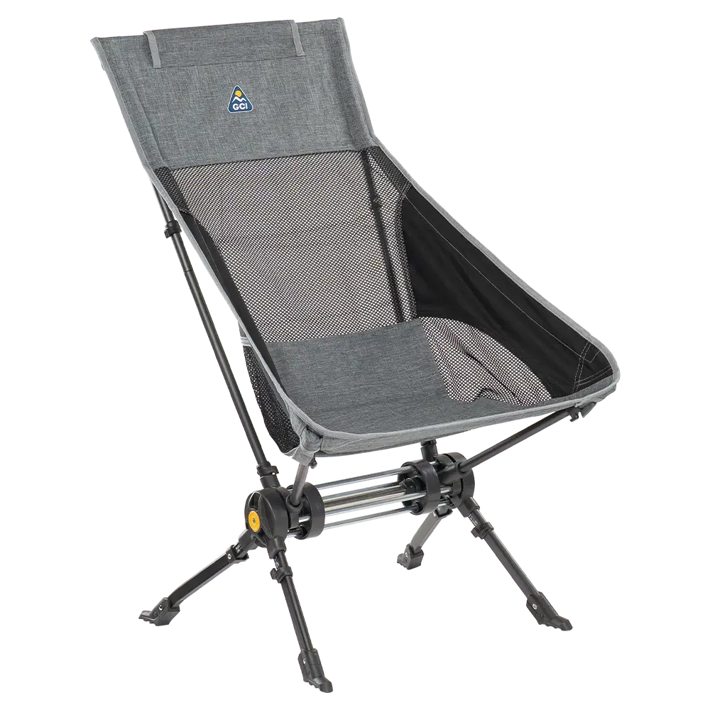 Premium All-Weather ComPack Rocker - Choice 980 - Patented Spring-Action Rocking Chair for Camping - Heathered Pewter