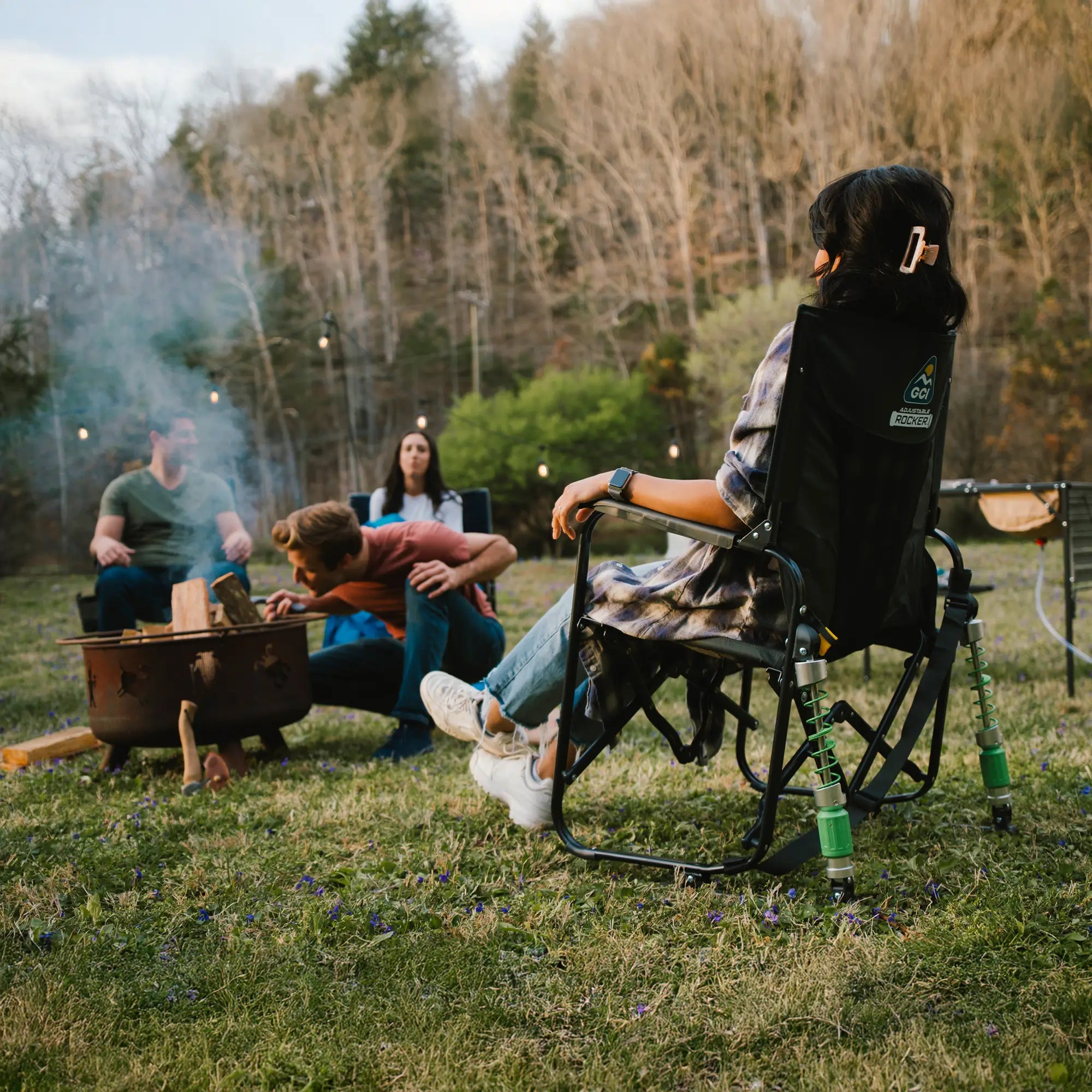 Luxury Camp Adjustable Rocker - Choice 573 - Patented Spring-Action Rocking Chair for Camping Detail