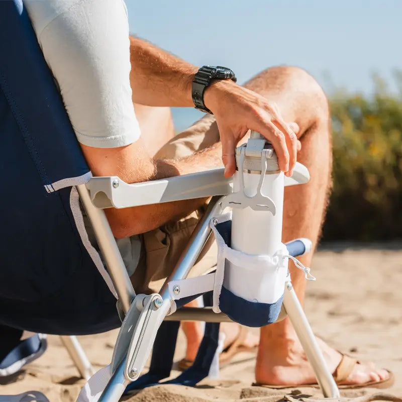 Low-Profile Backpack Beach Chair - Choice 709 - Low-Profile Reclining Beach Chair with Backpack Straps Detail