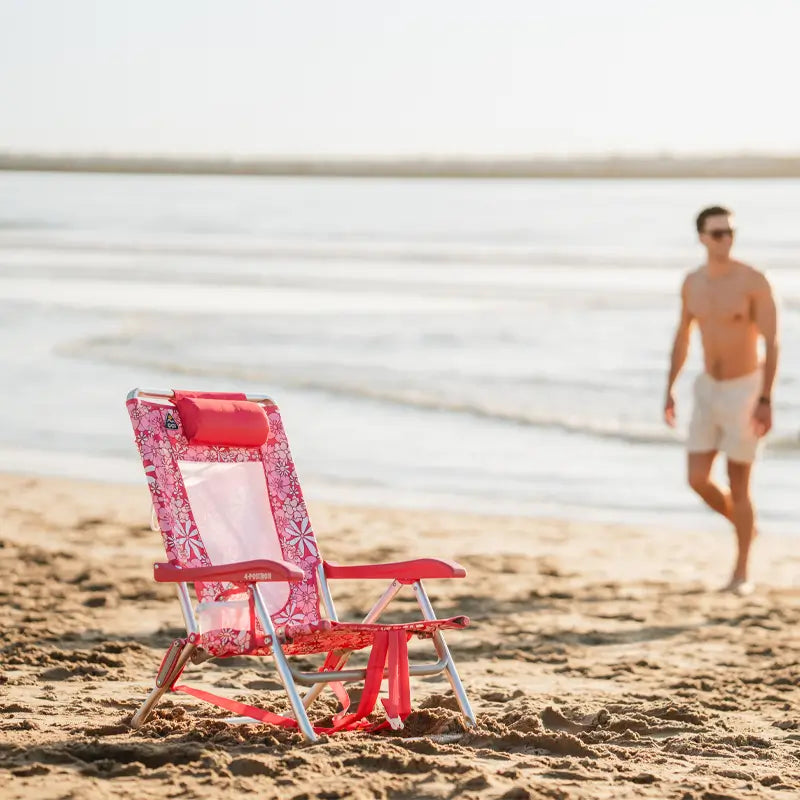 Low-Profile Backpack Beach Chair - Choice 709 - Low-Profile Reclining Beach Chair with Backpack Straps Detail