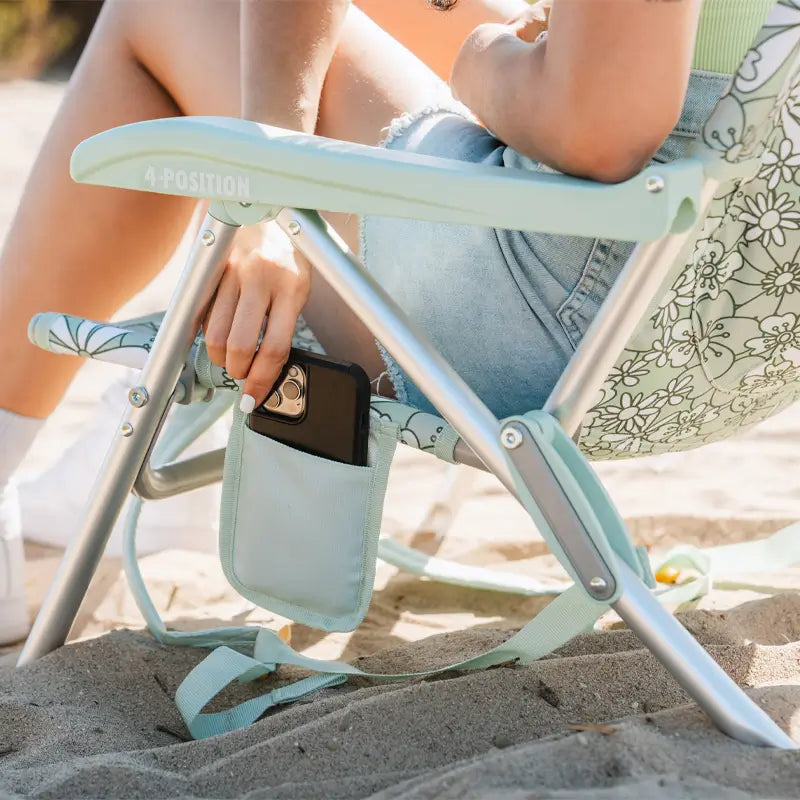 Low-Profile Backpack Beach Chair - Choice 709 - Low-Profile Reclining Beach Chair with Backpack Straps Detail