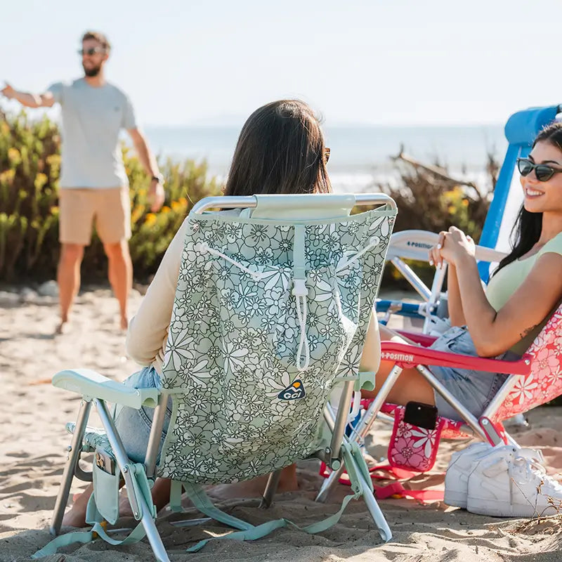 Low-Profile Backpack Beach Chair - Choice 709 - Low-Profile Reclining Beach Chair with Backpack Straps Detail
