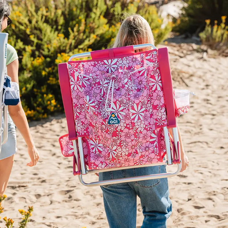 Low-Profile Backpack Beach Chair - Choice 709 - Low-Profile Reclining Beach Chair with Backpack Straps Detail