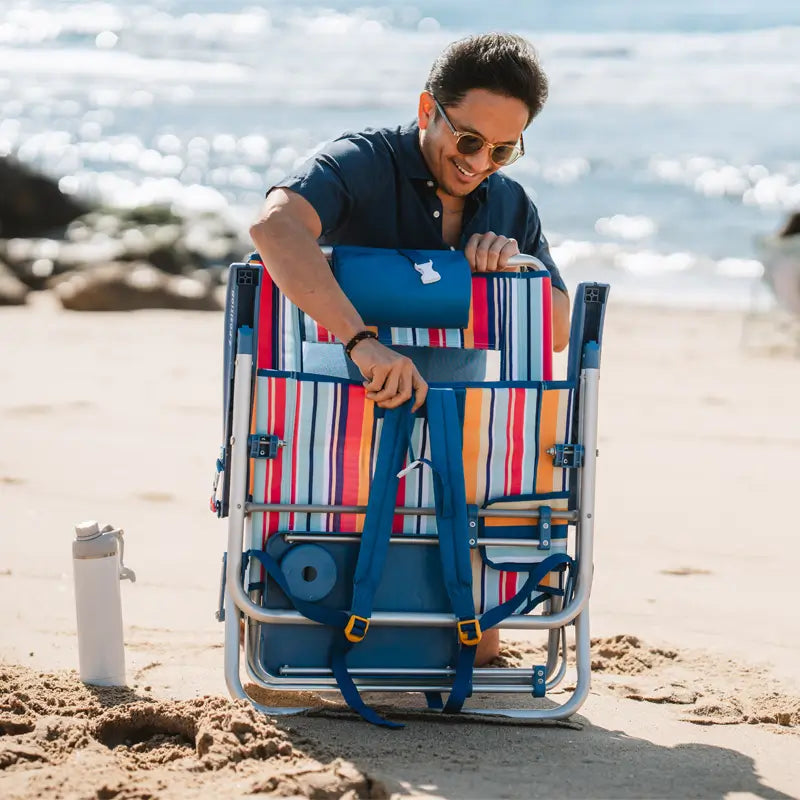 Reclining Beach Big Surf with Slide Table - Choice 334 - Portable Heavy-Duty Low Boy Chair for Ocean Side Detail