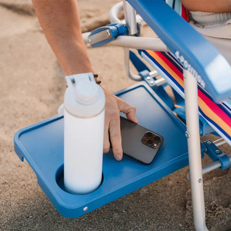 Reclining Beach Big Surf with Slide Table - Choice 334 - Portable Heavy-Duty Low Boy Chair for Ocean Side Detail