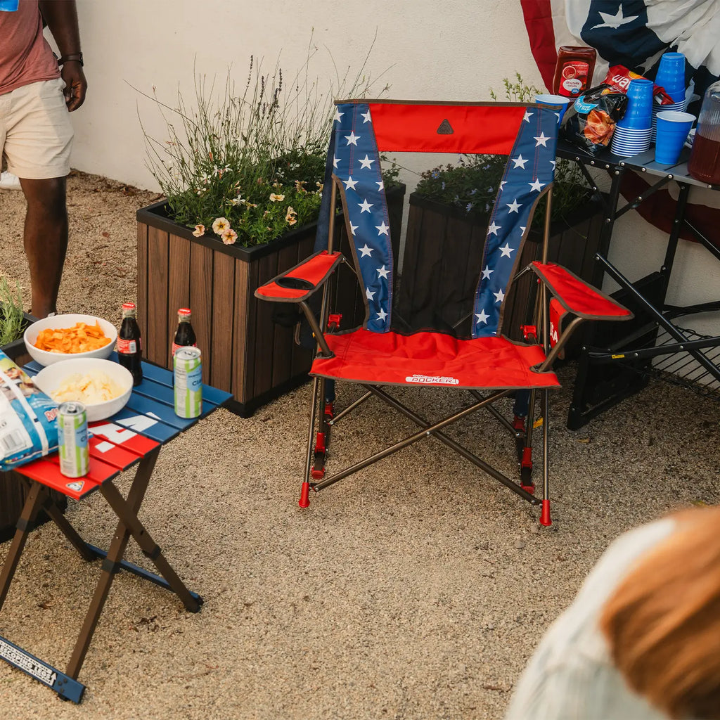 Heavy-Duty Freestyle Comfort Pro Rocker - USA Anniversary Deluxe - Choice 424 - Patented Spring-Action Rocking Chair for Camping Detail