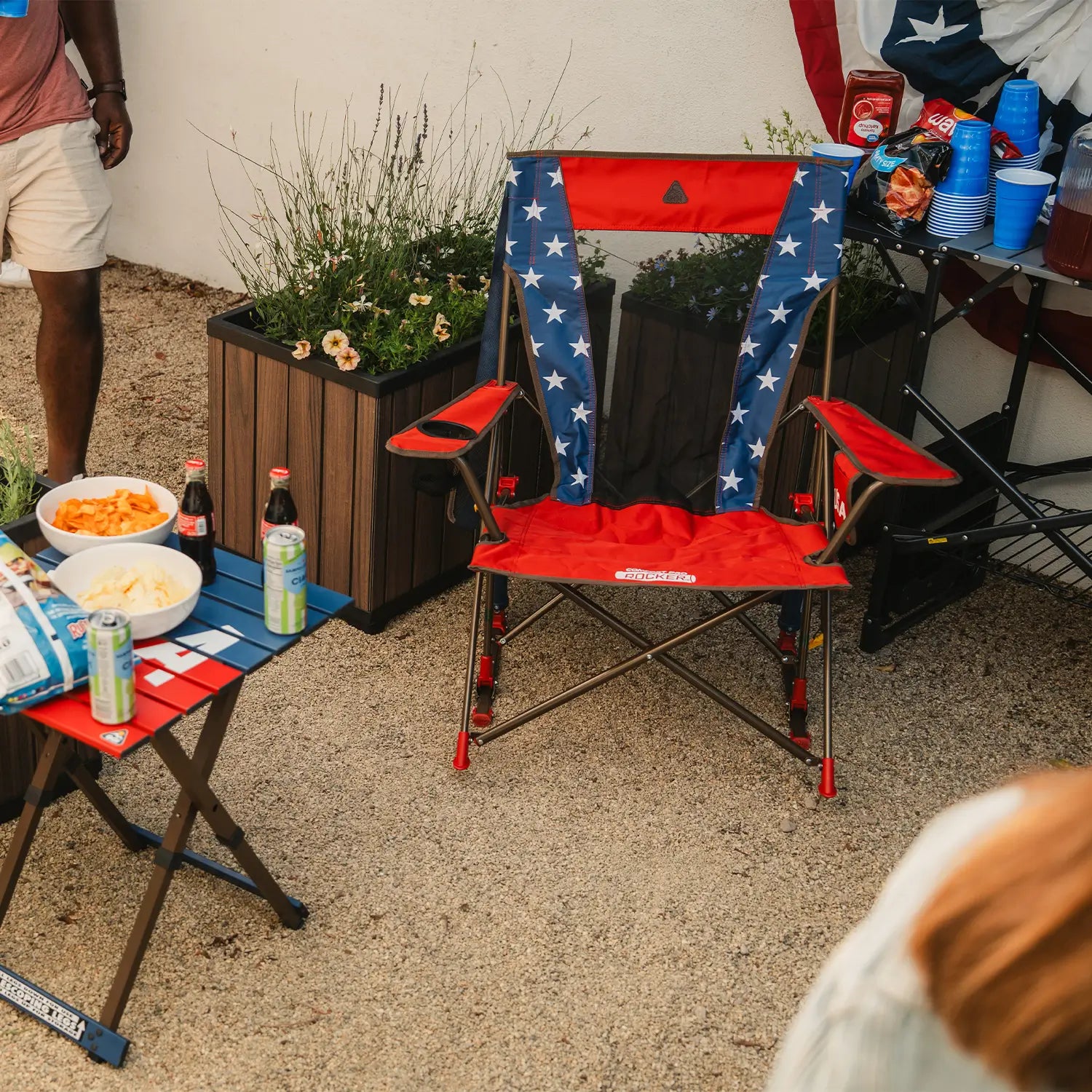 Heavy-Duty Freestyle Comfort Pro Rocker - USA Anniversary Deluxe - Choice 424 - Patented Spring-Action Rocking Chair for Camping Detail