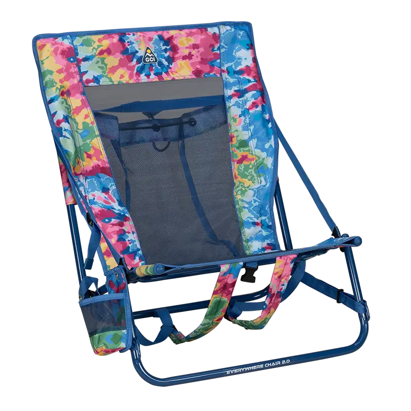 Sand-Friendly Everywhere Chair 2 - Choice 656 - Low-Profile Reclining Beach Chair with Backpack Straps - Tie Dye