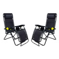 Rust-Resistant Aluminum Freeform Zero Gravity Lounger Bundle - Choice 507 - Portable Heavy-Duty Low Boy Chair for Ocean Side - Black
