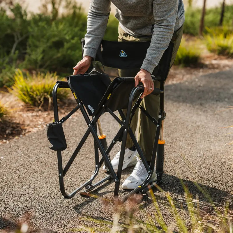 Patented Spring-Action Freestyle Rocker Elite - Choice 460 - Heavy-Duty Kickback Rocker with Beverage Holder Detail