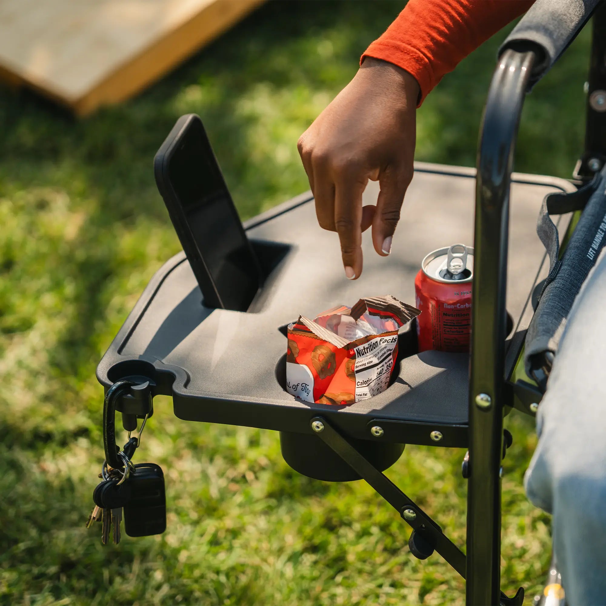 Heavy-Duty Freestyle Freestyle Rocker with Side Table - Choice 853 - Patented Spring-Action Rocking Chair for Camping Detail
