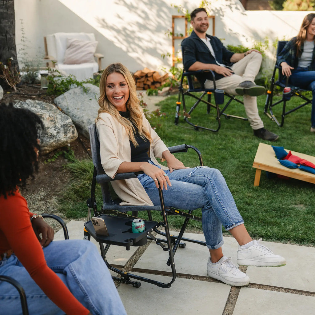 Heavy-Duty Freestyle Freestyle Rocker with Side Table - Choice 853 - Patented Spring-Action Rocking Chair for Camping Detail