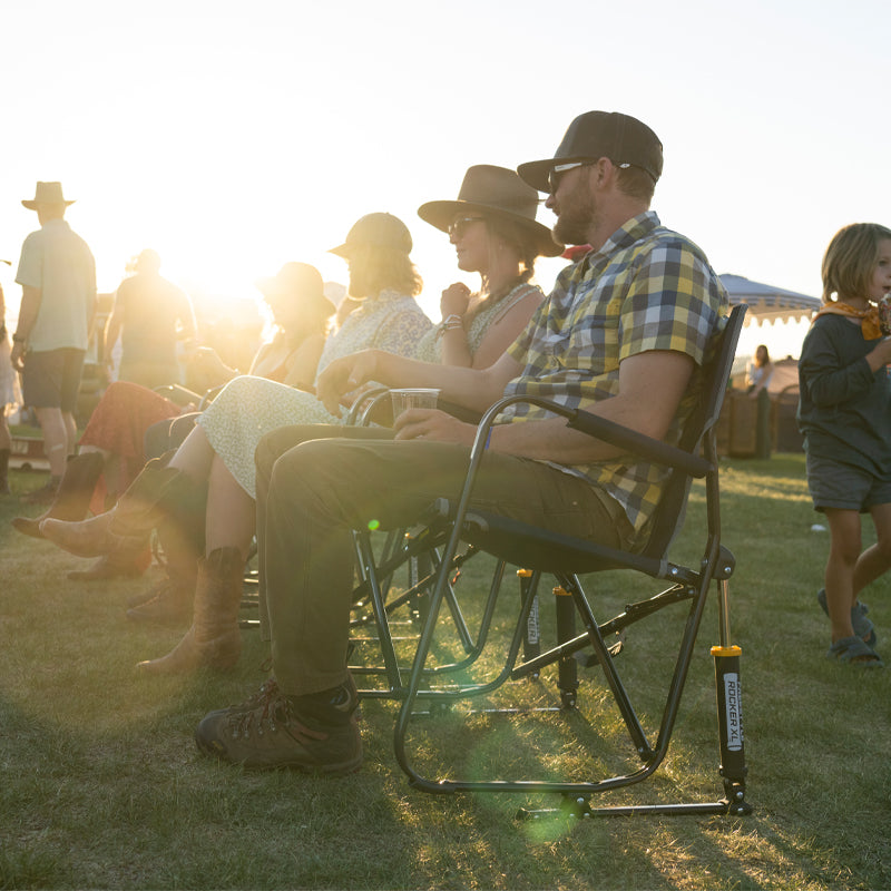 Luxury Camp Freestyle Rocker XL - Choice 552 - Heavy-Duty Kickback Rocker with Beverage Holder Detail