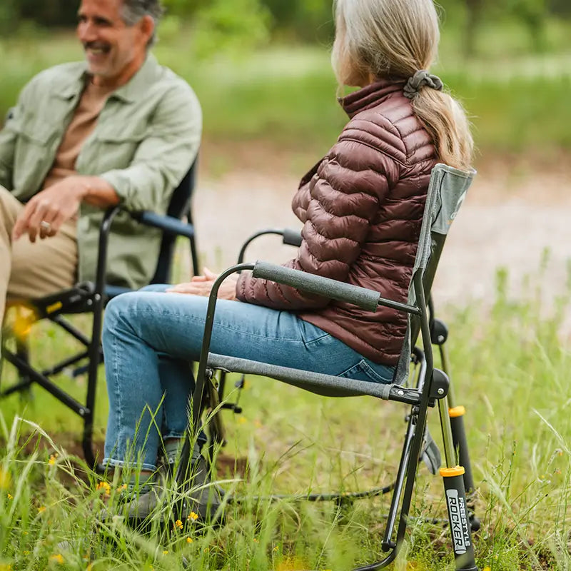 Heavy-Duty Freestyle Freestyle Rocker with Side Table - Choice 853 - Patented Spring-Action Rocking Chair for Camping Detail