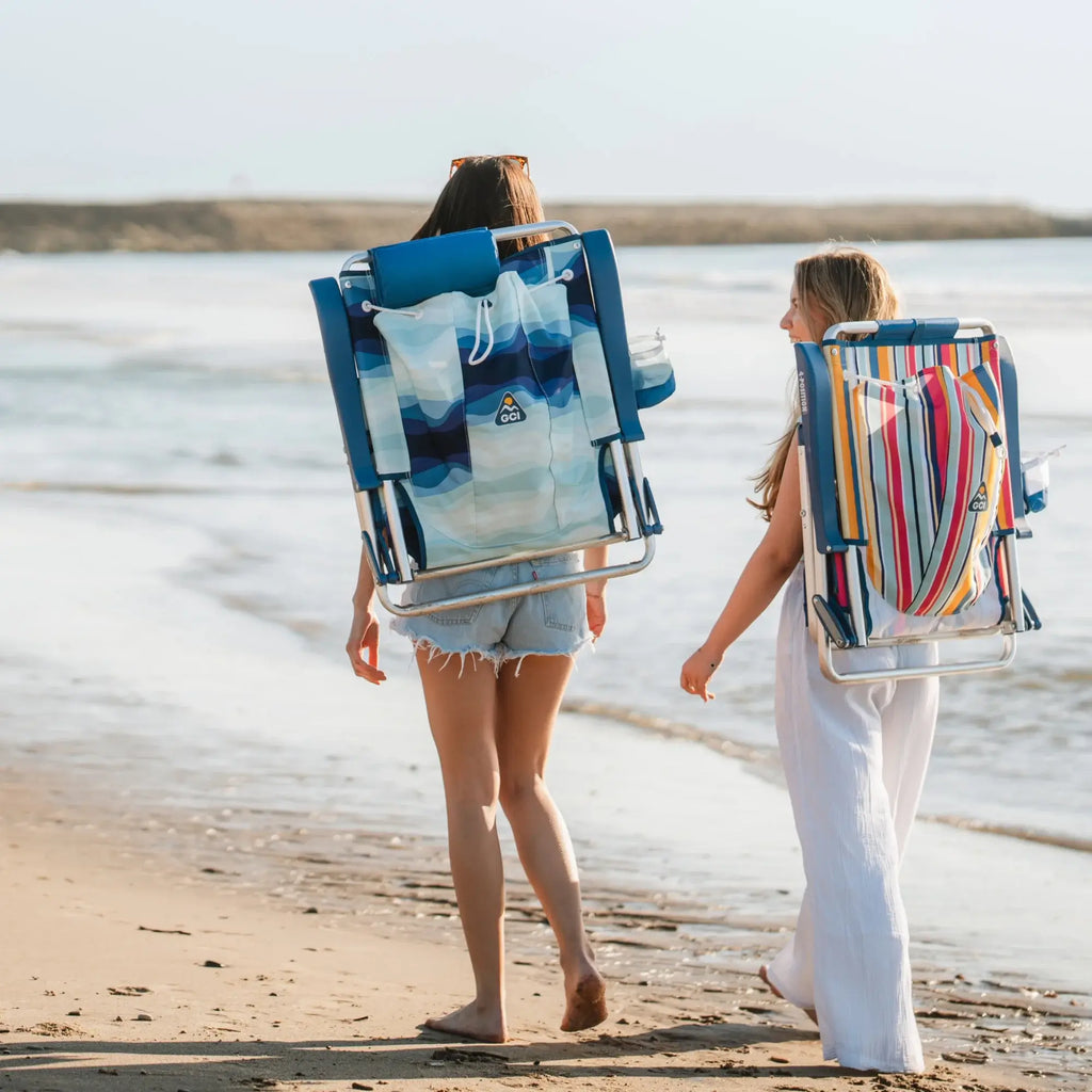 Low-Profile Backpack Beach Chair - Choice 709 - Low-Profile Reclining Beach Chair with Backpack Straps Detail