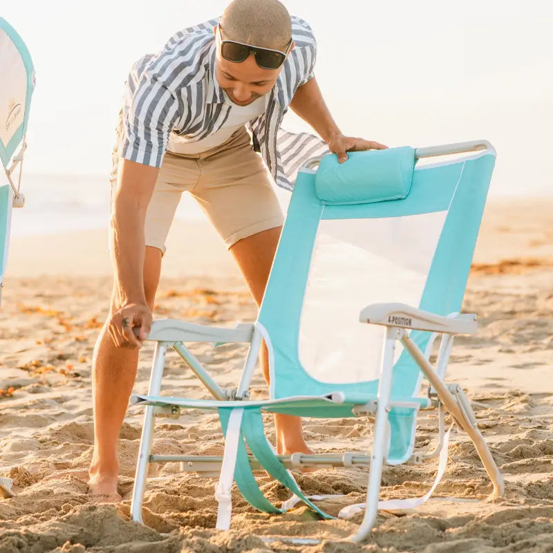 Reclining Beach Big Surf with Slide Table - Choice 334 - Portable Heavy-Duty Low Boy Chair for Ocean Side Detail