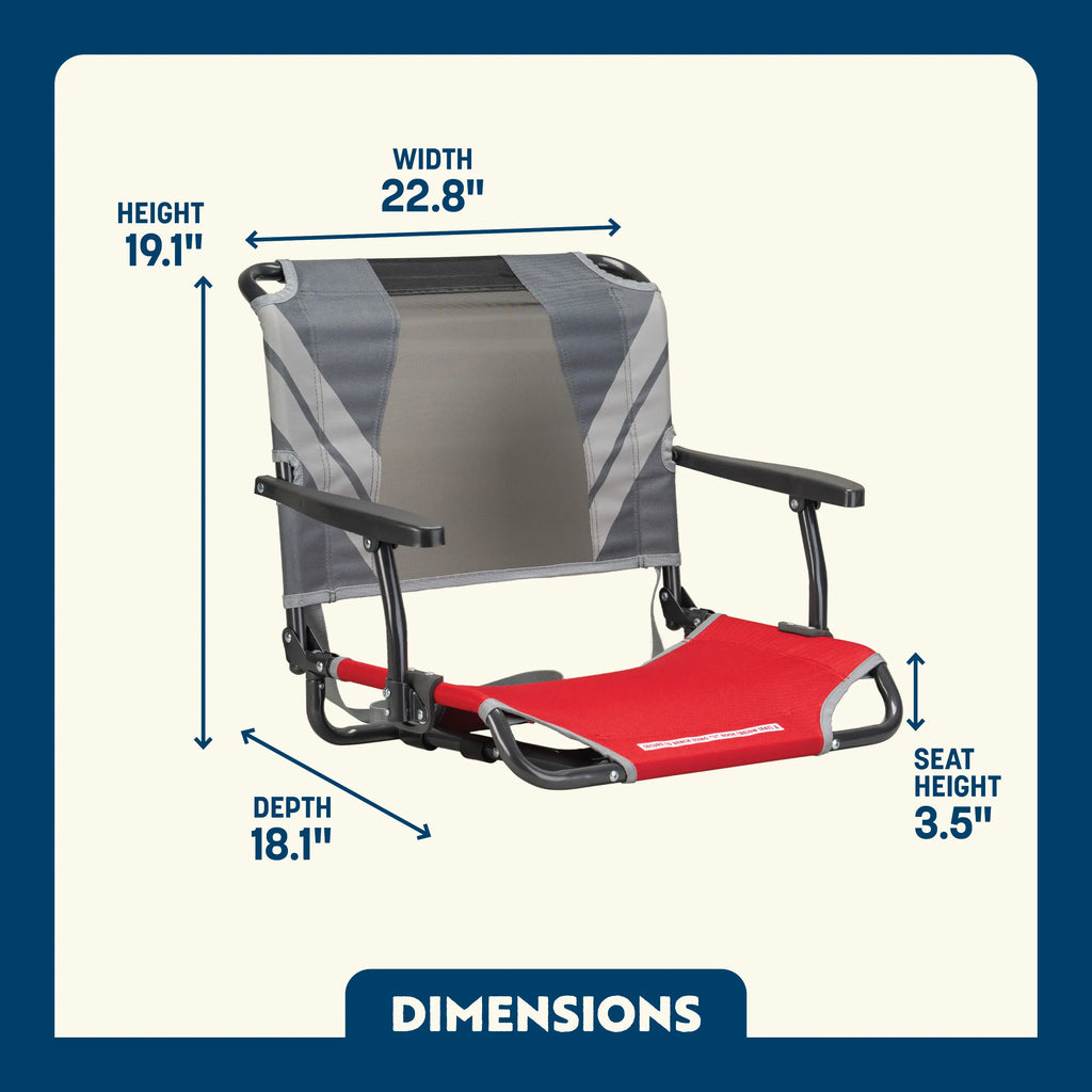 Ultra-Lightweight Big Comfort Stadium Chair with Armrests - Choice 465 - Bleacher-Friendly Stadium Chair with Back Support Detail