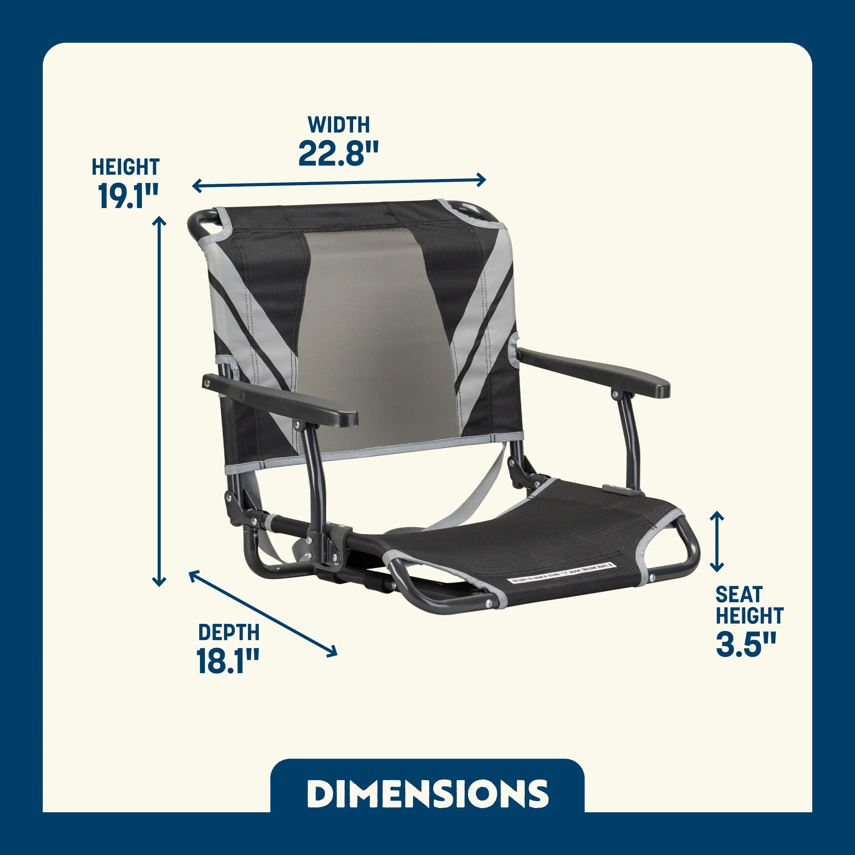 Ultra-Lightweight Big Comfort Stadium Chair with Armrests - Choice 465 - Bleacher-Friendly Stadium Chair with Back Support Detail