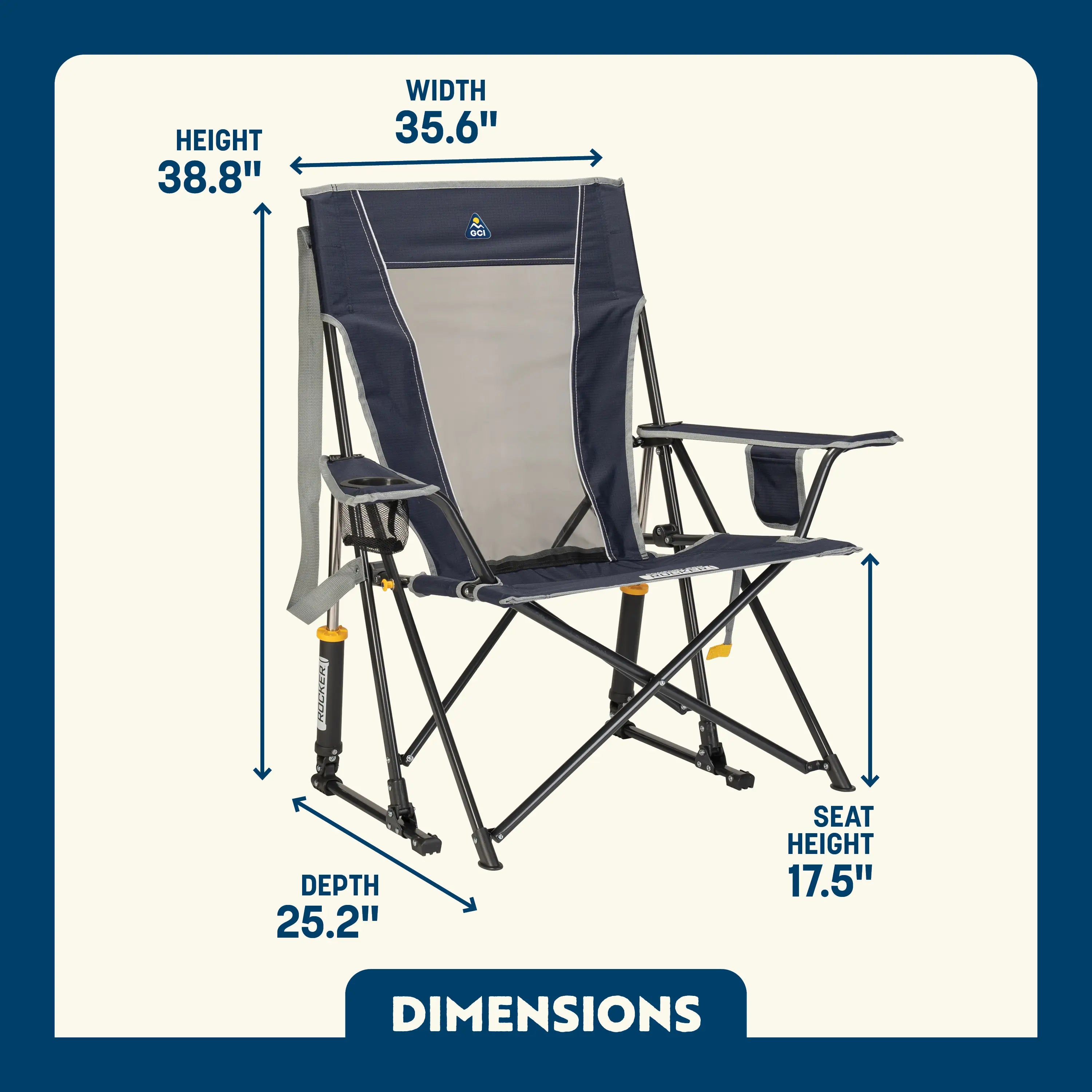 Smooth Motion Comfort Pro Rocker - Choice 375 - Freestyle Rocker Portable Outdoor Folding Chair Detail