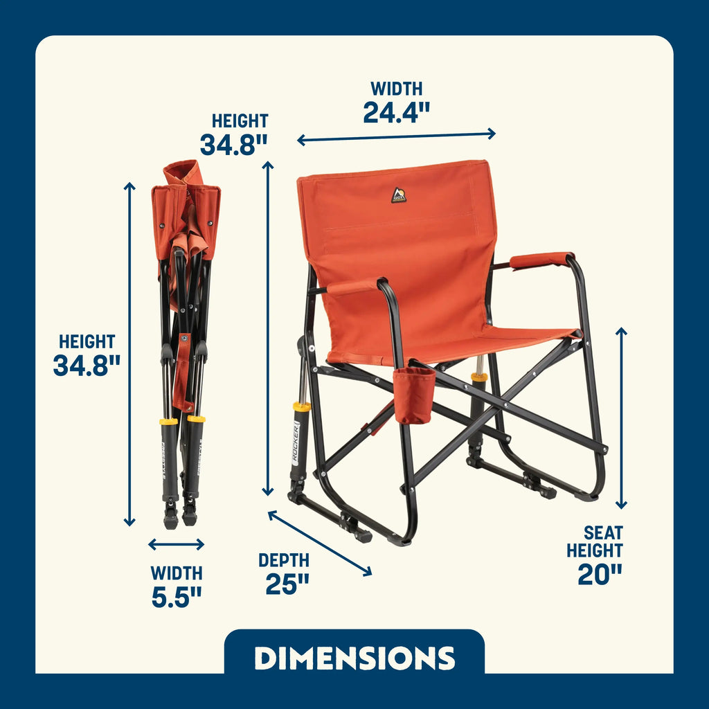 Heavy-Duty Freestyle Freestyle Rocker - Pumpkin Spice - Choice 373 - Patented Spring-Action Rocking Chair for Camping Detail