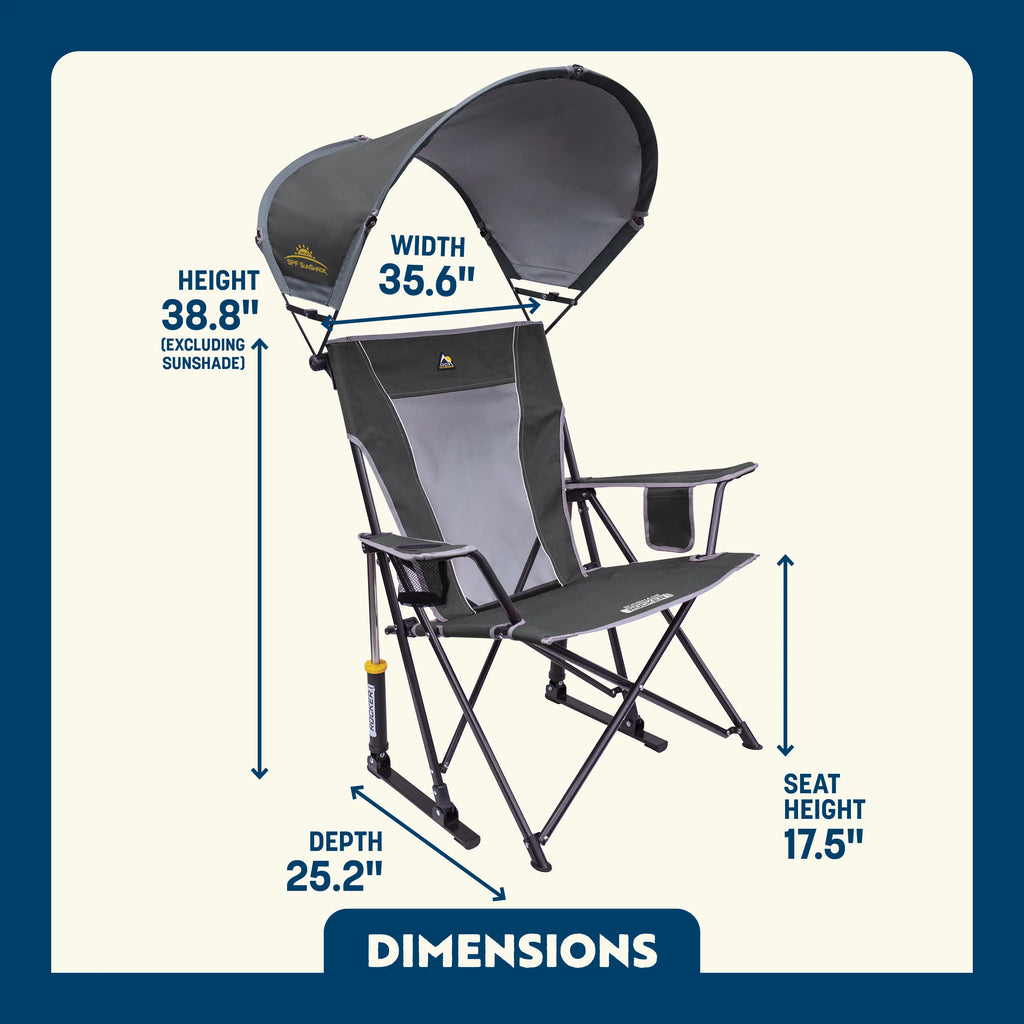Smooth Motion SunShade Rocker - Choice 550 - Freestyle Rocker Portable Outdoor Folding Chair Detail