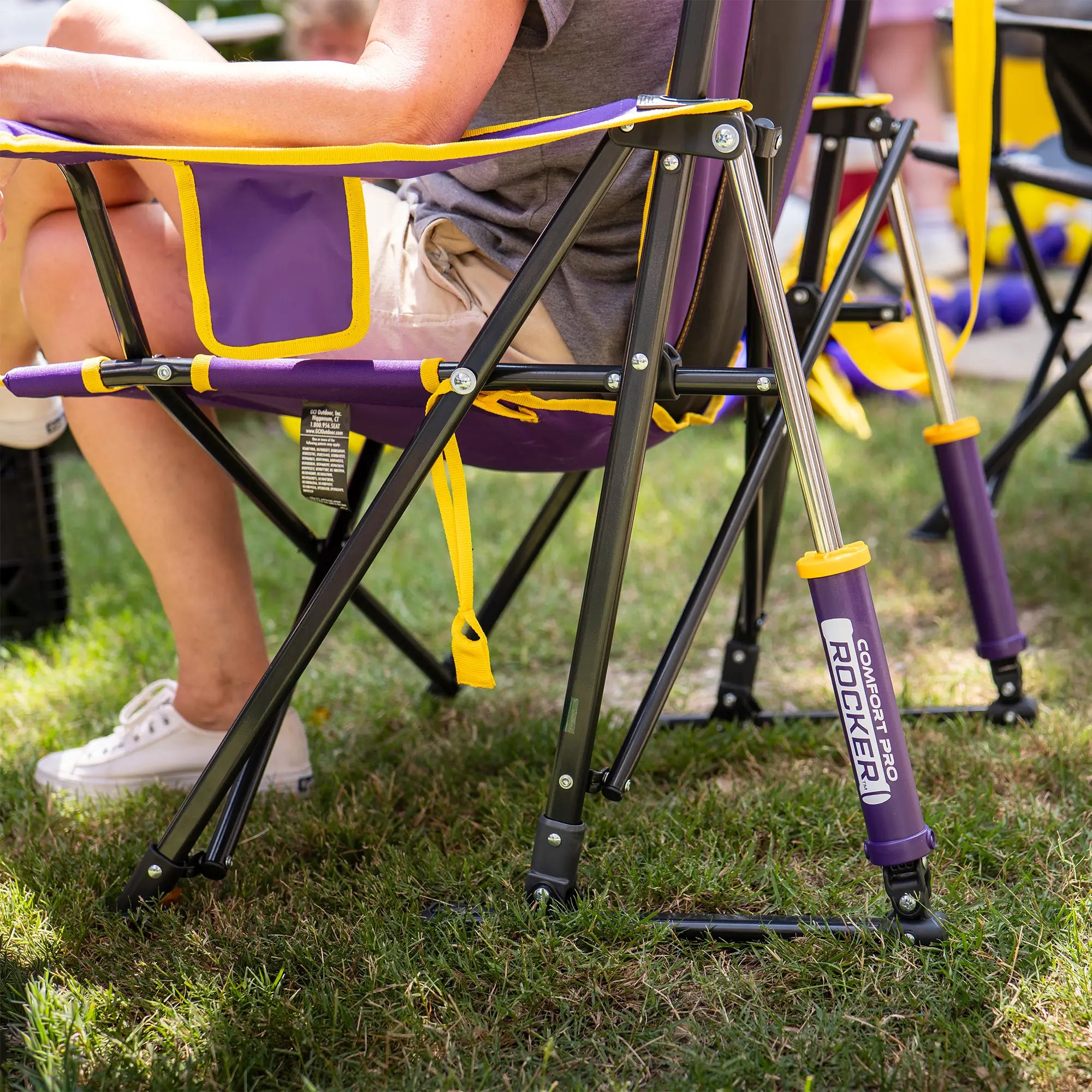 Heavy-Duty Freestyle College Comfort Pro Rocker - LSU Tigers - Choice 880 - Heavy-Duty Kickback Rocker with Beverage Holder Detail