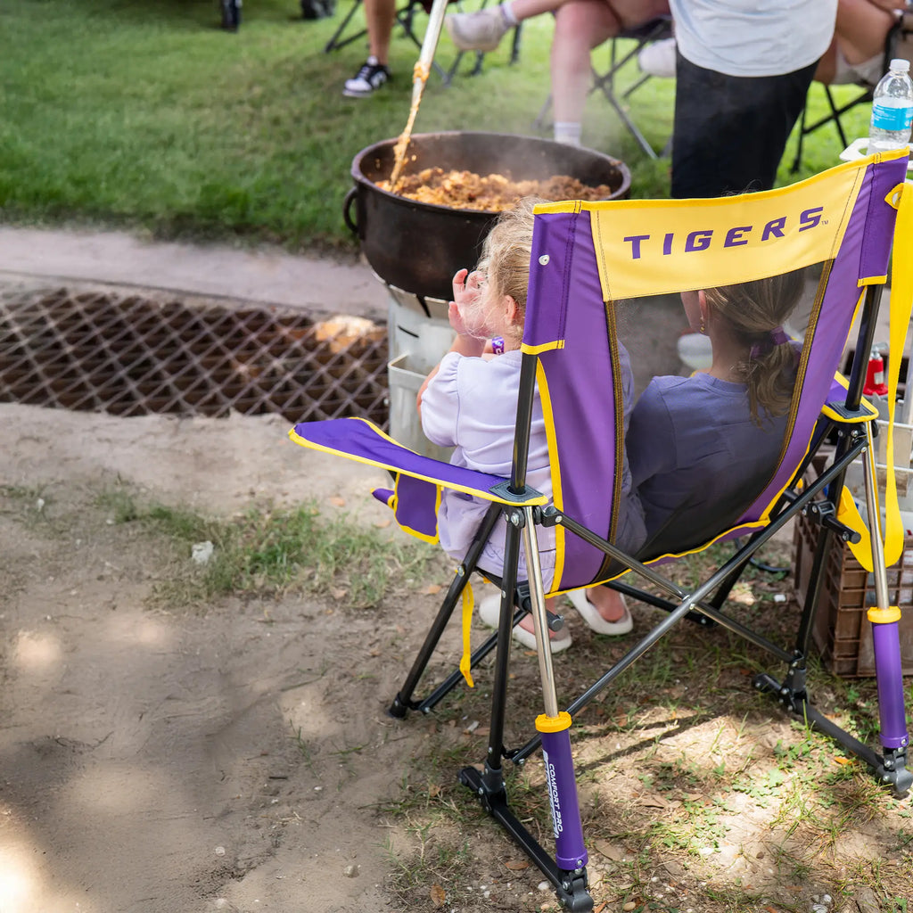 Heavy-Duty Freestyle College Comfort Pro Rocker - LSU Tigers - Choice 880 - Heavy-Duty Kickback Rocker with Beverage Holder Detail