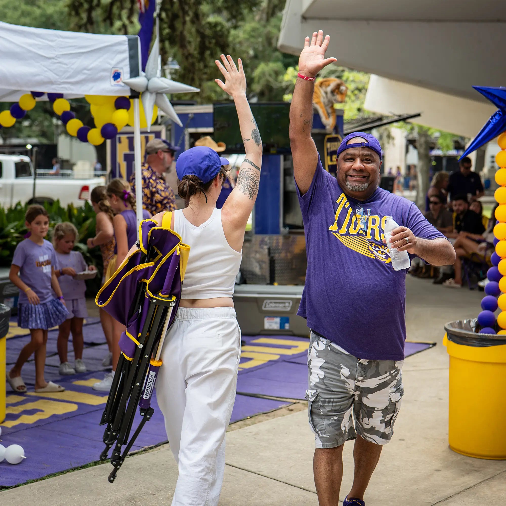Heavy-Duty Freestyle College Comfort Pro Rocker - LSU Tigers - Choice 880 - Heavy-Duty Kickback Rocker with Beverage Holder Detail