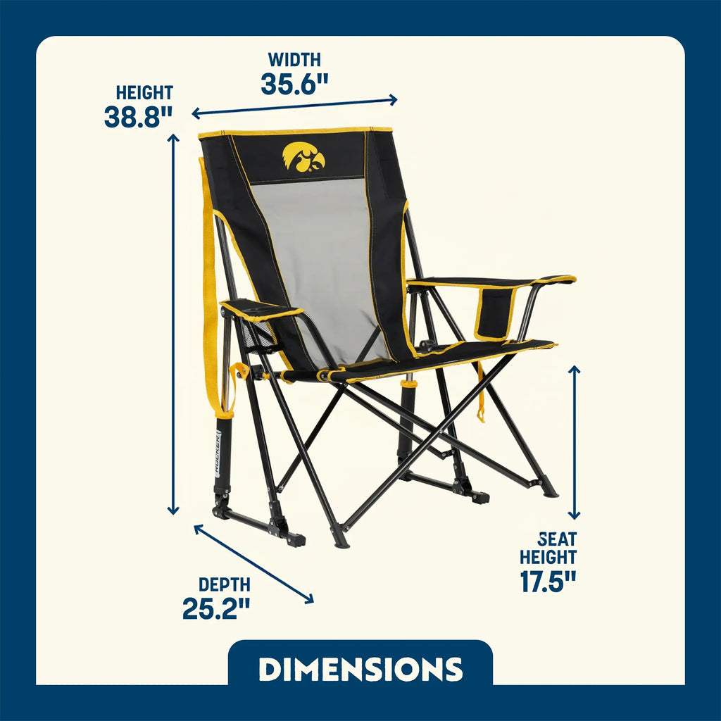Heavy-Duty Freestyle College Comfort Pro Rocker - Iowa Hawkeyes - Choice 249 - Heavy-Duty Kickback Rocker with Beverage Holder Detail