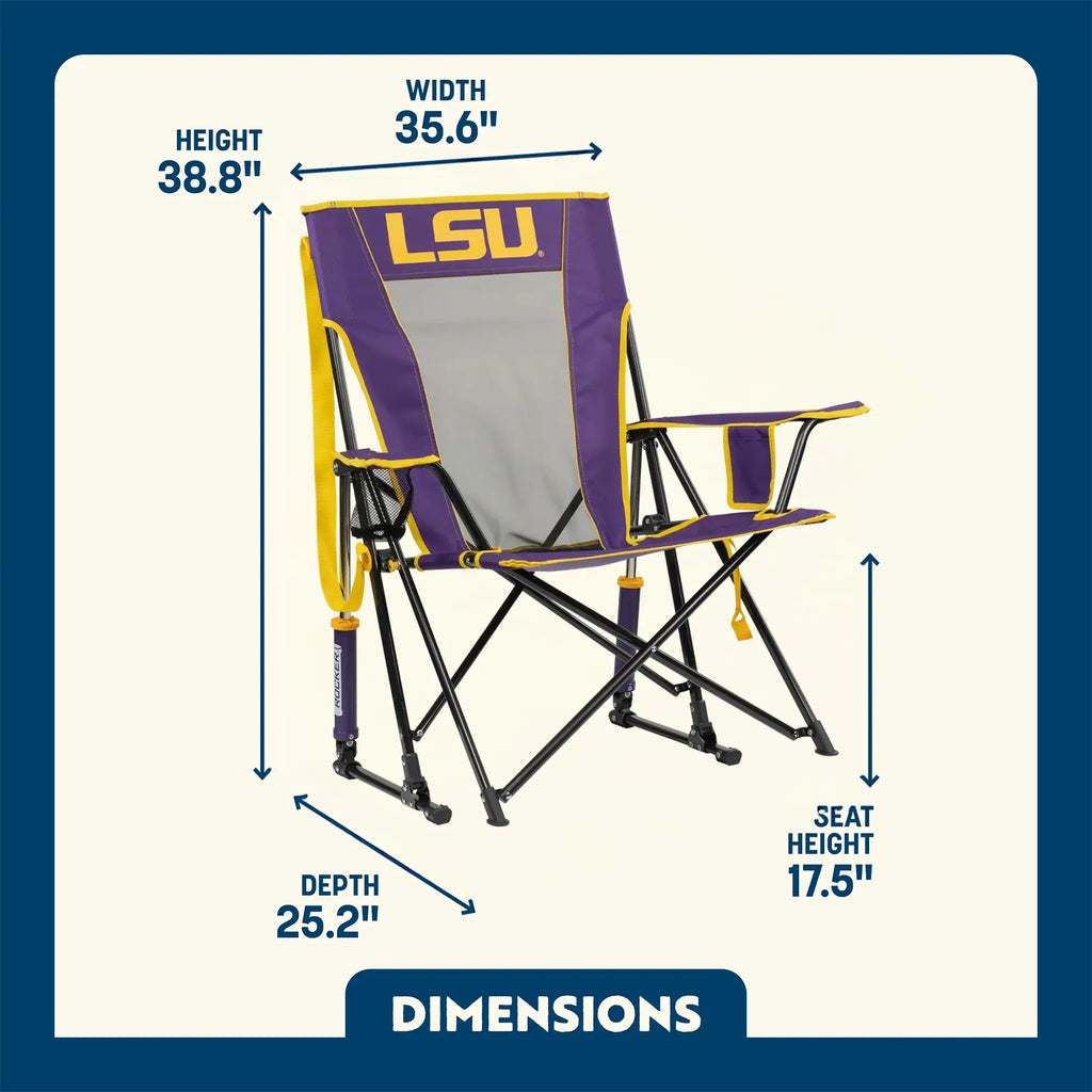 Heavy-Duty Freestyle College Comfort Pro Rocker - LSU Tigers - Choice 880 - Heavy-Duty Kickback Rocker with Beverage Holder Detail