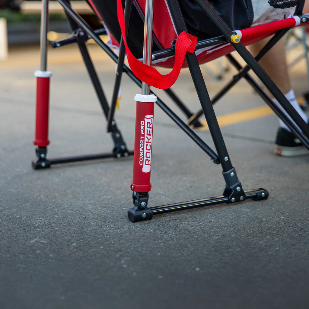 Heavy-Duty Freestyle College Comfort Pro Rocker - Nebraska Cornhuskers - Choice 161 - RoadTrip Rocker Smooth Motion Camp Chair Detail