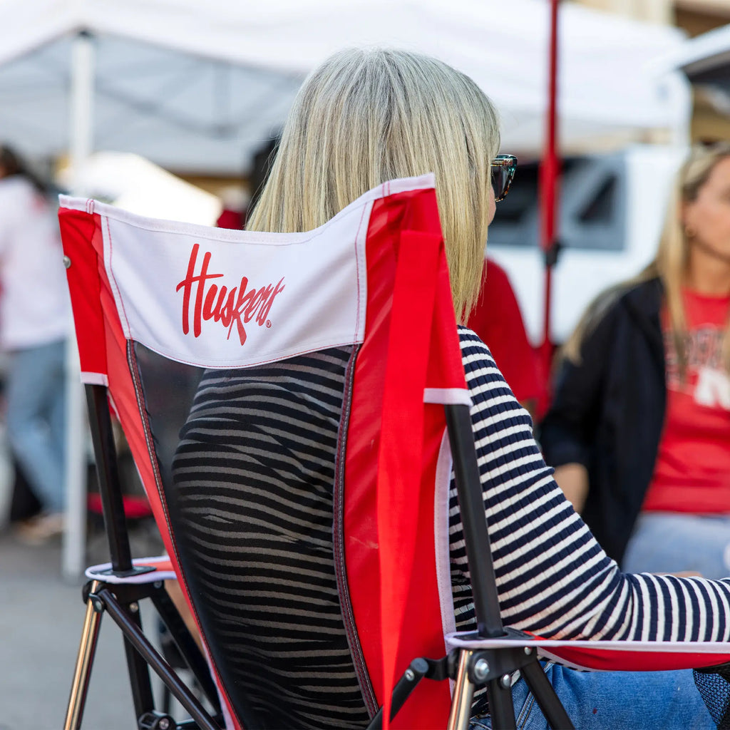 Heavy-Duty Freestyle College Comfort Pro Rocker - Nebraska Cornhuskers - Choice 161 - RoadTrip Rocker Smooth Motion Camp Chair Detail