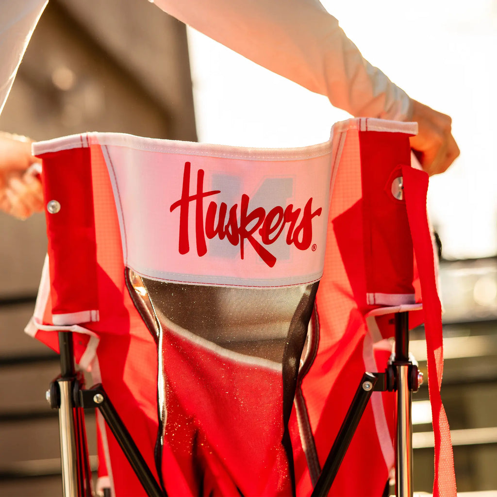 Heavy-Duty Freestyle College Comfort Pro Rocker - Nebraska Cornhuskers - Choice 161 - RoadTrip Rocker Smooth Motion Camp Chair Detail
