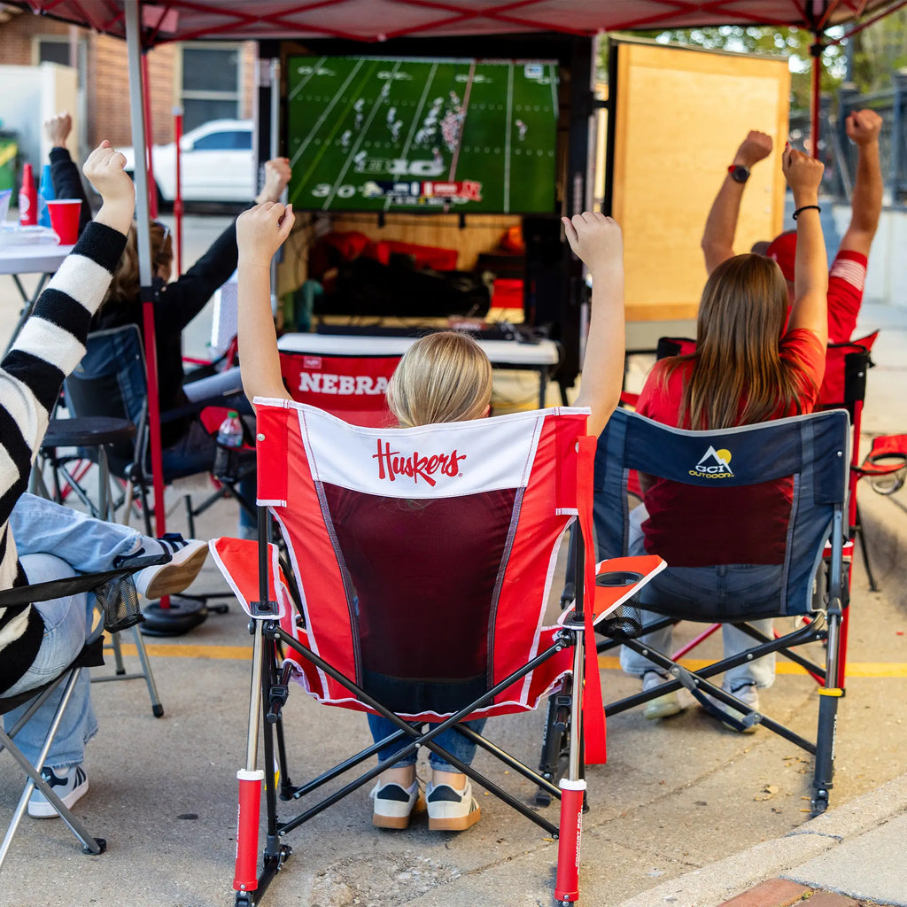 Heavy-Duty Freestyle College Comfort Pro Rocker - Nebraska Cornhuskers - Choice 161 - RoadTrip Rocker Smooth Motion Camp Chair Detail