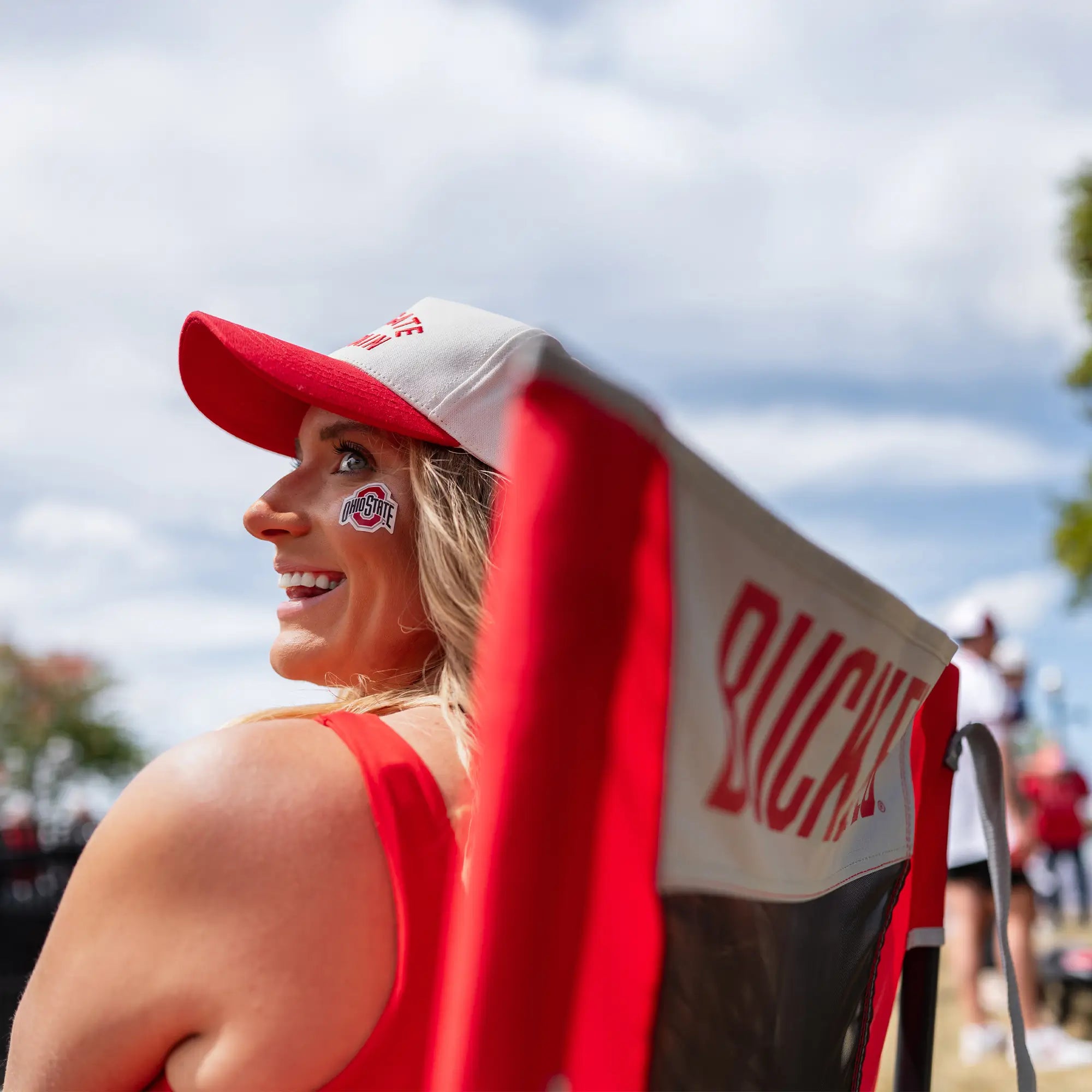 Heavy-Duty Freestyle College Comfort Pro Rocker - Ohio State Buckeyes - Choice 676 - Freestyle Rocker Portable Outdoor Folding Chair Detail