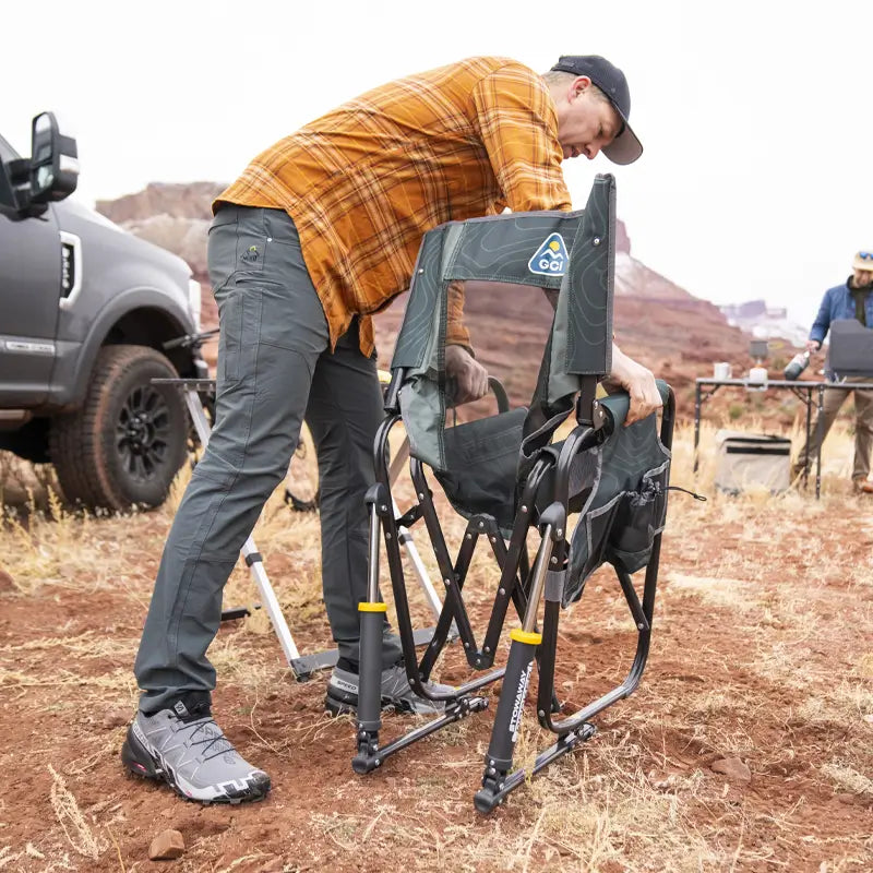 Premium All-Weather Stowaway Rocker - Choice 794 - Freestyle Rocker Portable Outdoor Folding Chair Detail