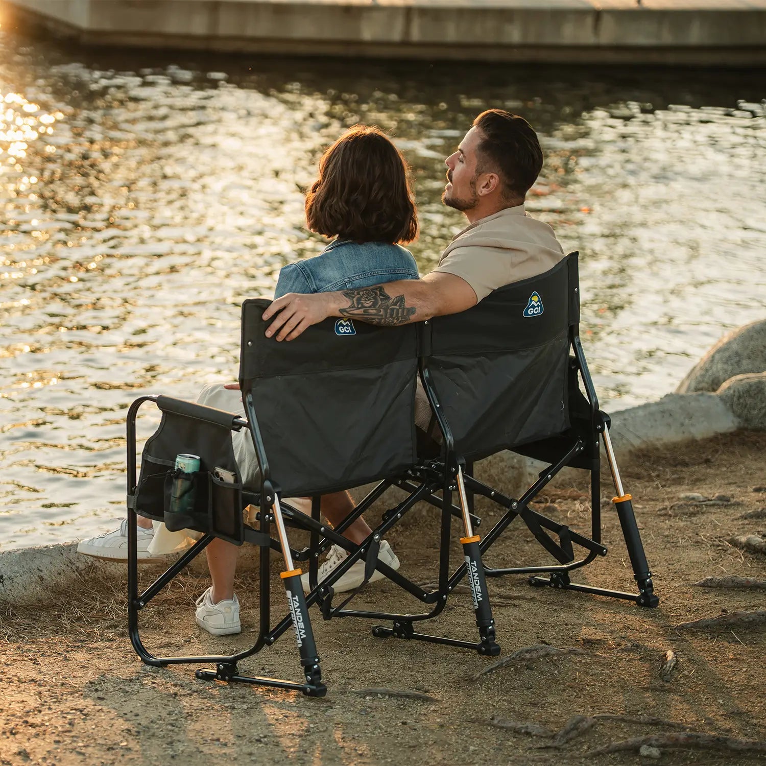 Luxury Camp Tandem Rocker - Choice 227 - Heavy-Duty Kickback Rocker with Beverage Holder Detail