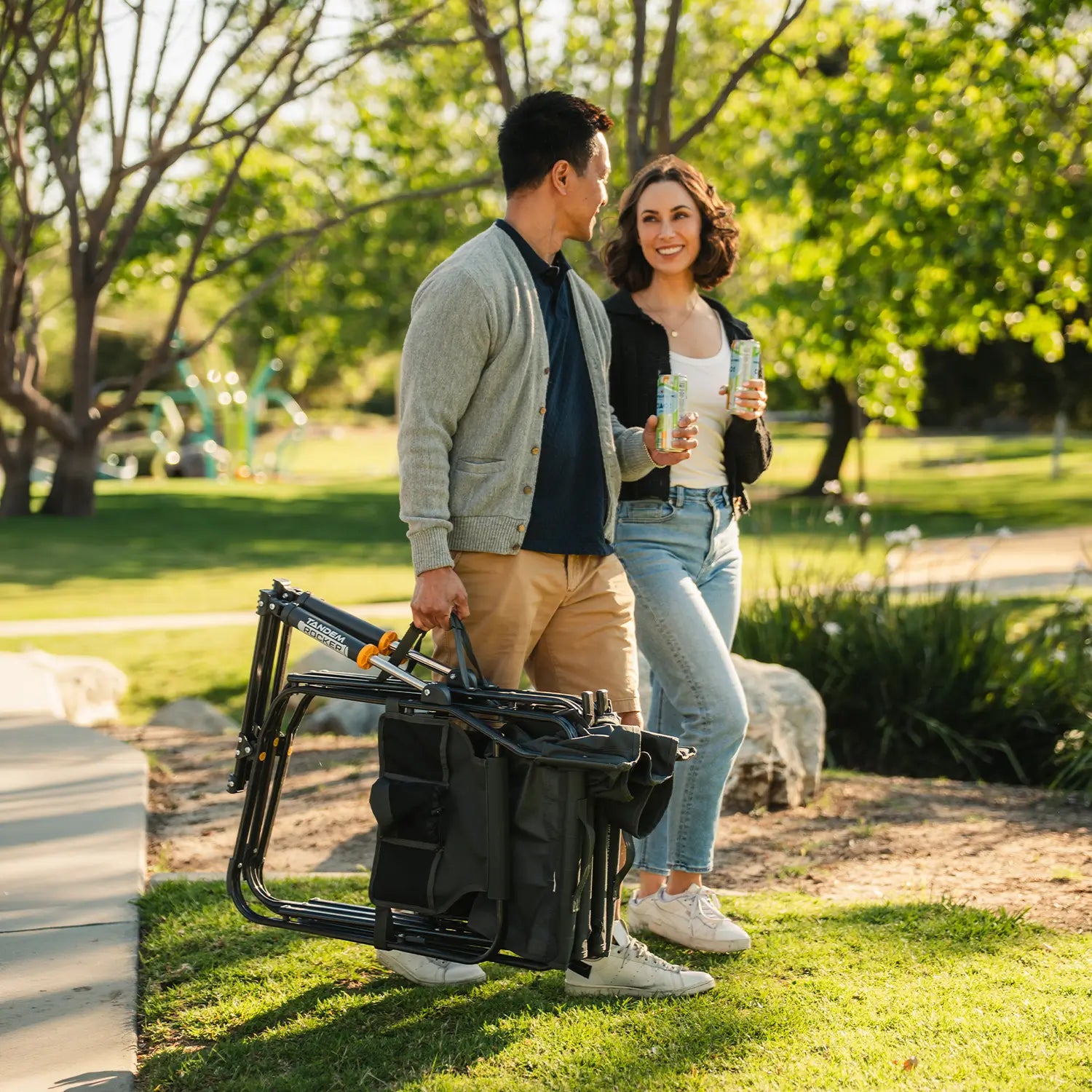 Luxury Camp Tandem Rocker - Choice 227 - Heavy-Duty Kickback Rocker with Beverage Holder Detail