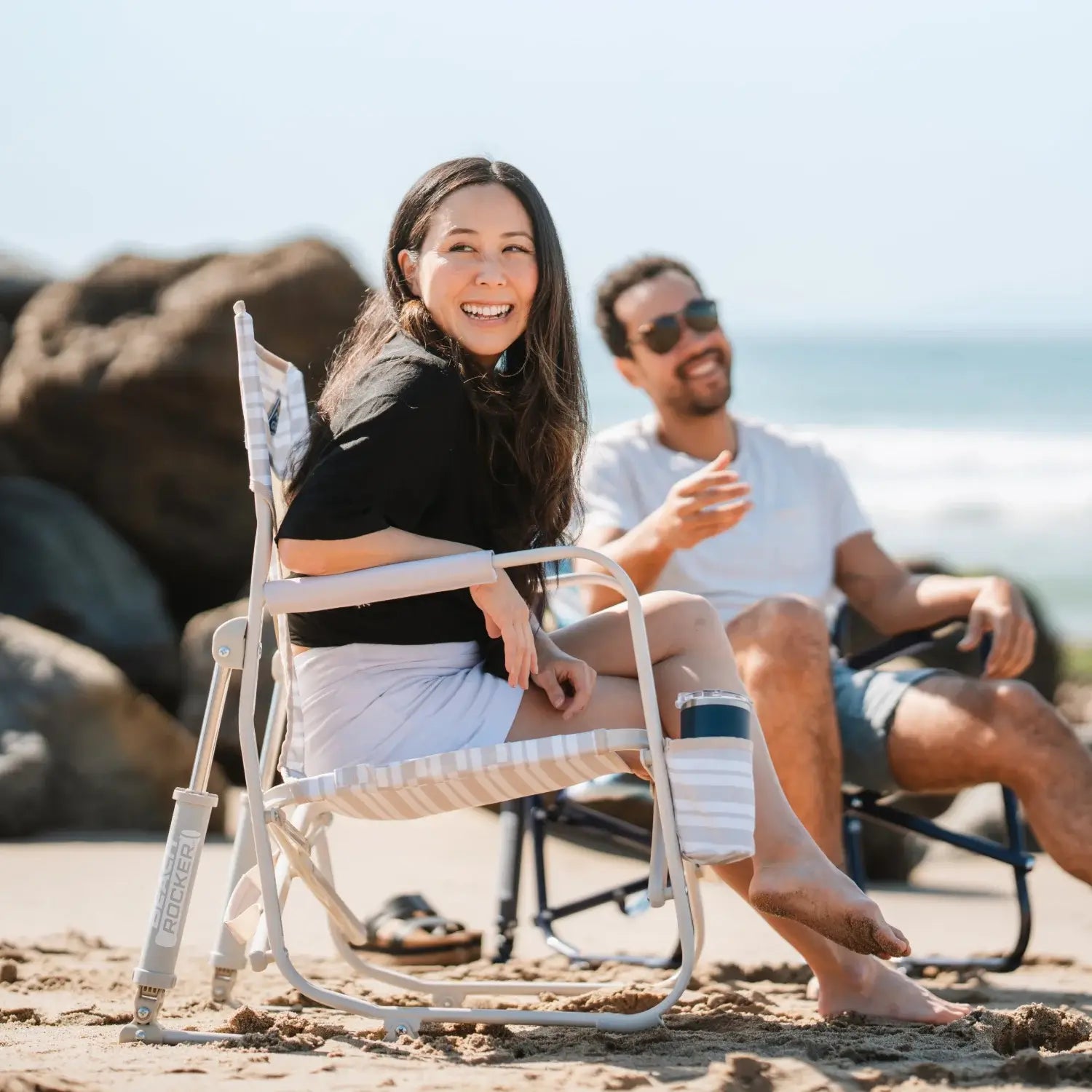 Premium All-Weather Beach Rocker - Choice 712 - Heavy-Duty Kickback Rocker with Beverage Holder Detail
