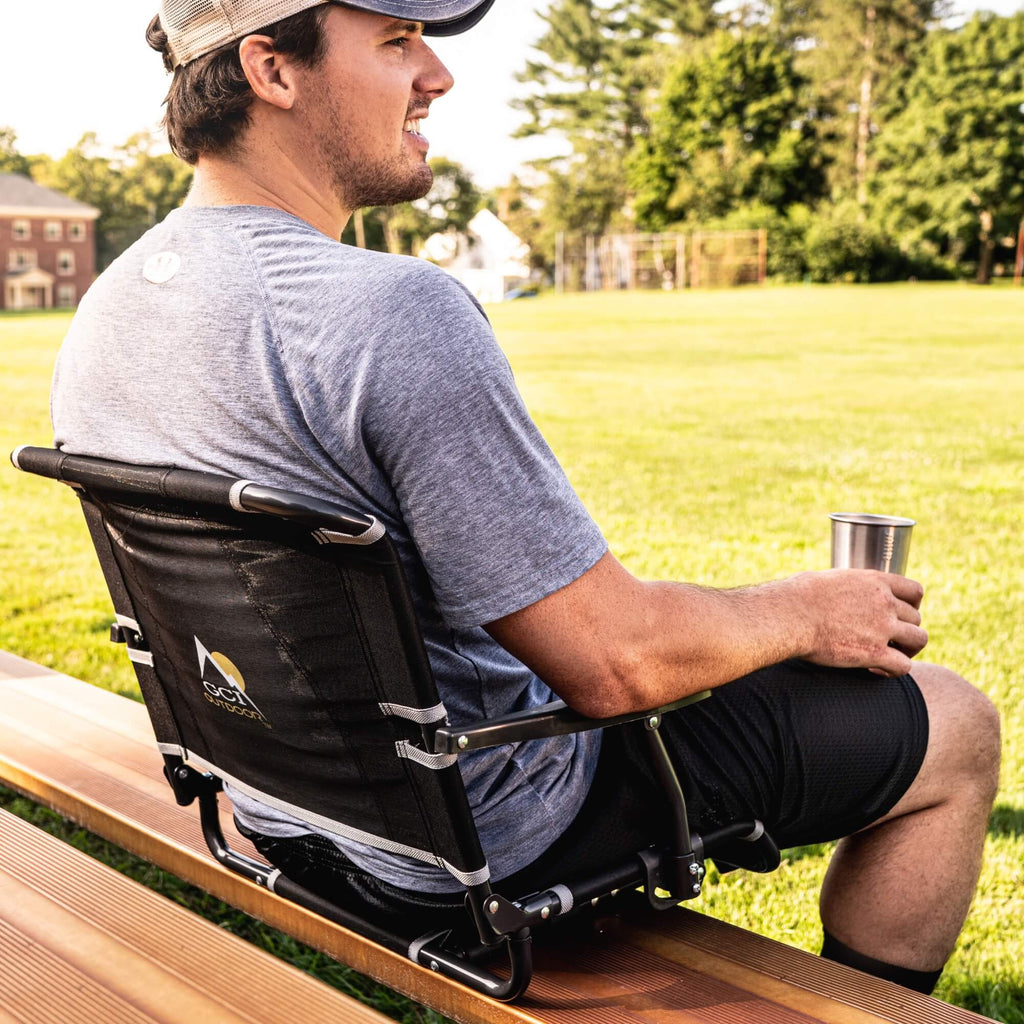 Ultra-Lightweight Big Comfort Stadium Chair with Armrests - Choice 465 - Bleacher-Friendly Stadium Chair with Back Support Detail
