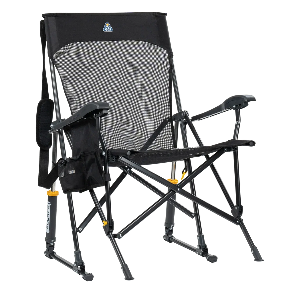 Heavy-Duty Freestyle BreezeRocker - Choice 504 - Patented Spring-Action Rocking Chair for Camping - Black