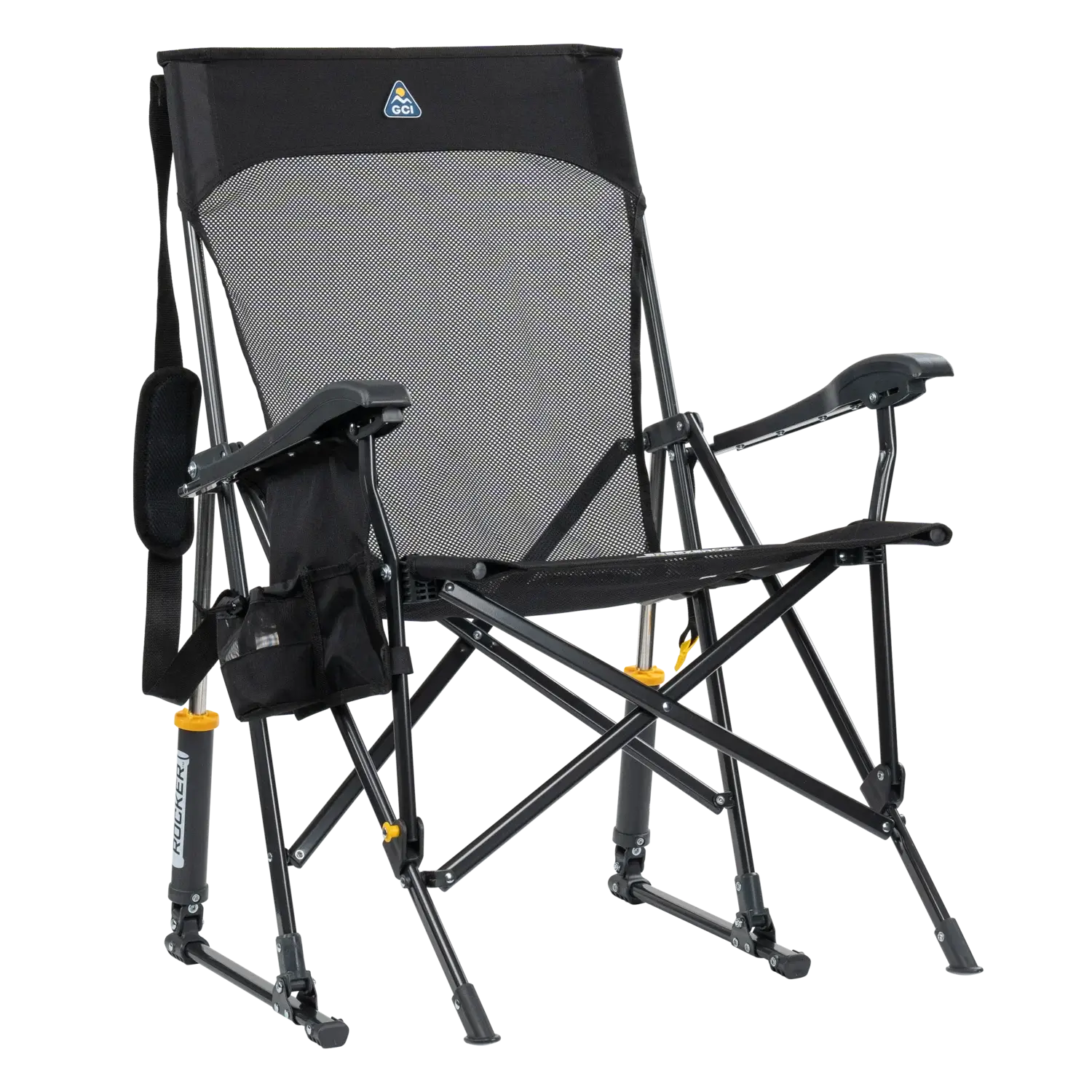 Heavy-Duty Freestyle BreezeRocker - Choice 504 - Patented Spring-Action Rocking Chair for Camping - Black