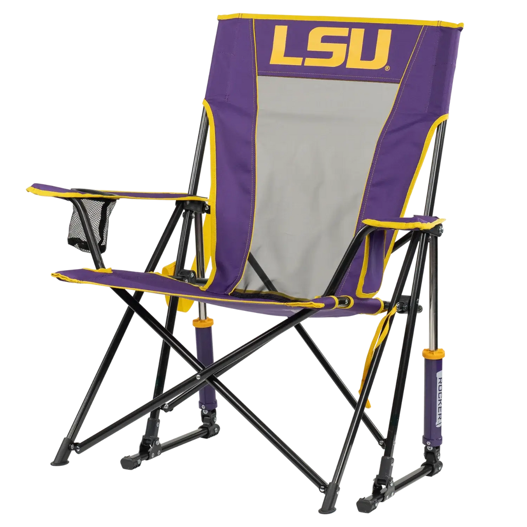 Heavy-Duty Freestyle College Comfort Pro Rocker - LSU Tigers - Choice 880 - Heavy-Duty Kickback Rocker with Beverage Holder Detail